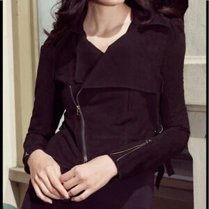 Jakett Debra Washed Suede Leather Asymmetrical Black Size Large